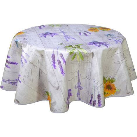Nappe en toile cirée ronde provençale 135 cm – Imperméable et anti-tâches – 92% PVC pour un entretien facile – CPM