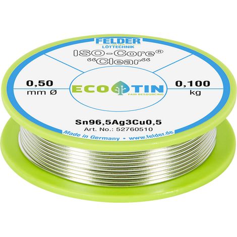 Felder ISO-Core "Clear" SAC305 Lötzinn Spule Sn96,5Ag3Cu0,5  0.100 kg 0.5 mm