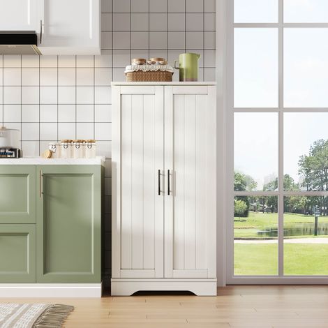 Buffet cuisine 120 cm avec led capteur 2 portes étagères réglables rangements blanc pour cuisine et séjour (1/5)