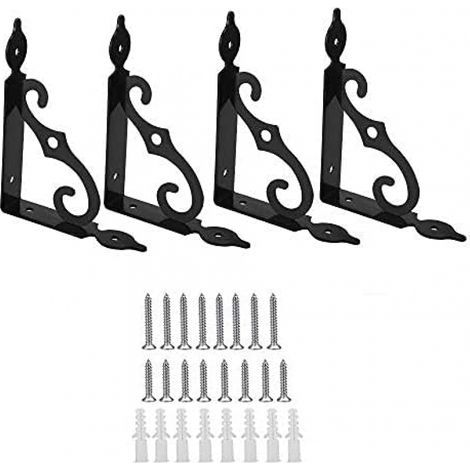 Set of 4 triangular 90-degree brackets for gardening, bathroom, kitchen, 150 mm x 110 mm (black) (1/5)