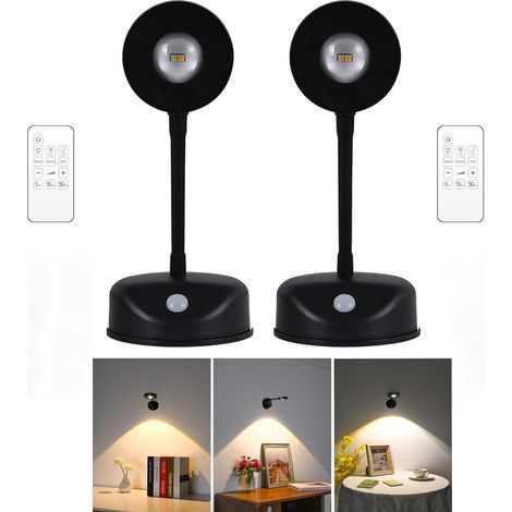 LED wall light with motion detector, 3 dimmable colors, 360° rotation (black, set of 2) (1/5)
