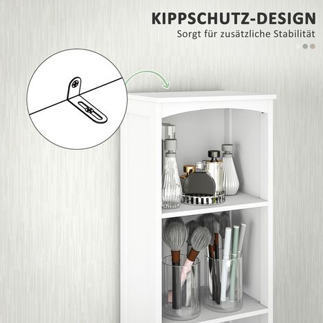 Meuble salle de bain armoire haute avec 3 étagères, 1 tiroir, rangement colonne blanc, 34x24x170,5cm, meuble de toilette étroit (1/5)