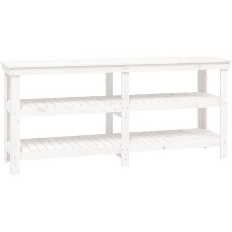 vidaXL Banco da Lavoro Bianco 181x50x80 cm in Legno Massello di Pino (1/5)