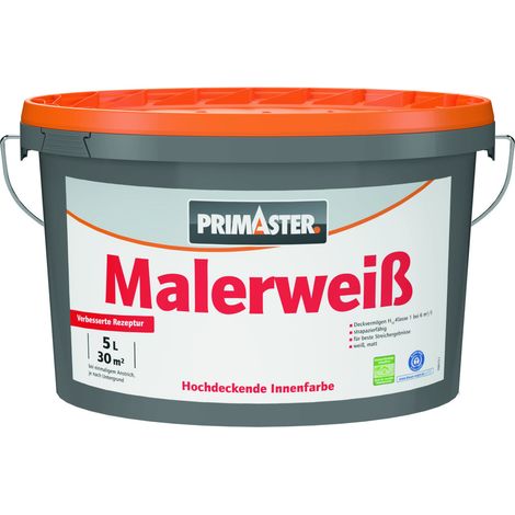 Primaster Wandfarbe Malerweiß konservierungsmittelfrei 5 L Lack