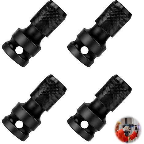 EASYCOMFORT Adaptateur de Douille 1/2" Carré à 1/4" Hexagonal 4 Pcs Convertisseur de Mandrin à Démontage Rapide Adaptateur à Tige Hexagonale pour Clé à Chocs et à Cliquet à Impact Porte-embout de Tour (1/5)