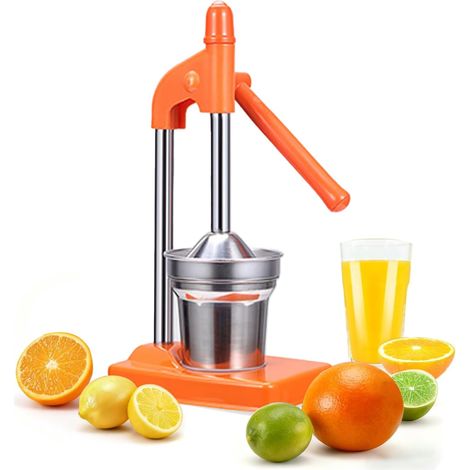 Presse-Agrumes Manuelle en Acier Inoxydable, Presse à Fruits Manuel, Compacte et Stable, Idéale pour Maison, Camping et Étudiants (Couleur orange) (1/5)