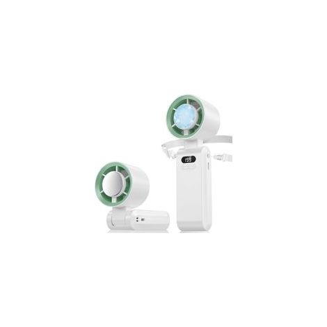 Tragbarer Ventilator, ultraschnell (10 m/s), USB-aufladbar (5000 mAh), 1-199 Geschwindigkeitsstufen, LCD-Display, Taschenventilator mit Turbofunktion für Büro, Outdoor und Reisen (Weiß) (1/5)