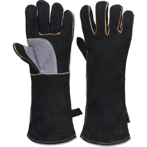 Gants résistants à la chaleur et au feu avec coutures en Kevlar pour cheminée, four, gril, barbecue, soudure, manipulation de casseroles et soins aux animaux (1/4)