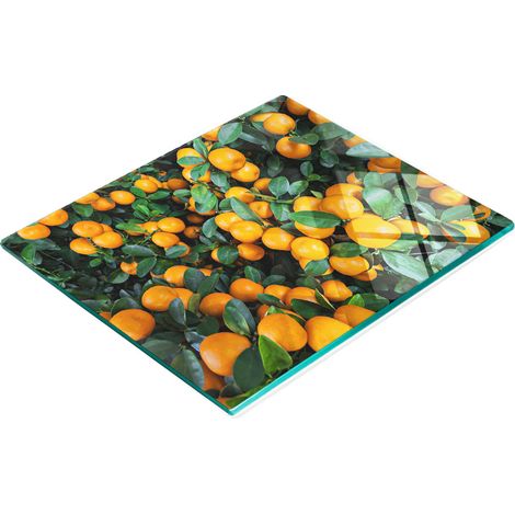 Tablero de vidrio decorativo multifuncional con estampado de mandarinas, 60x52 cm.