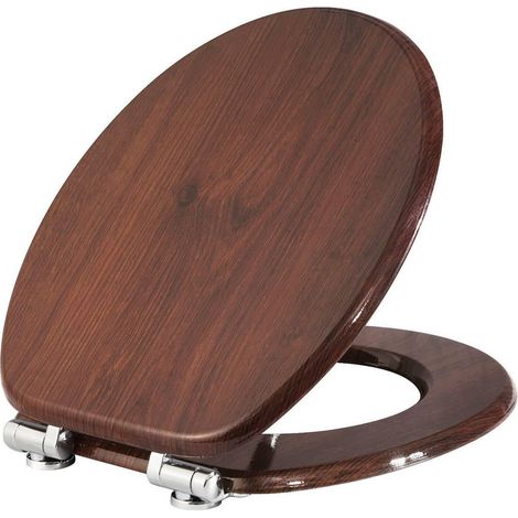 Sedile WC copriwater rallentato in MDF faggio scuro 190000644