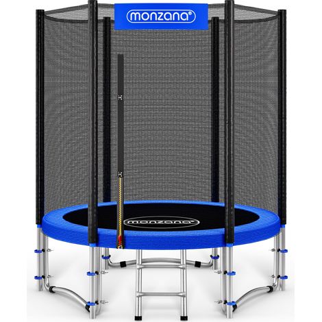 MONZANA® 6ft Complete Trampoline Set  TÜV SÜD GS Certified  183cm With Safety Net Access Ladder Edge Cover Spring Tool  Home Childrens Garden Outdoor  Blue Black