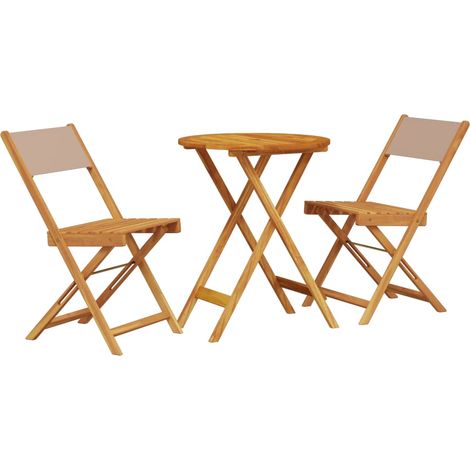 Maison Exclusive - 3-tlg. Bistro-Set Taupe Stoff und Massivholz