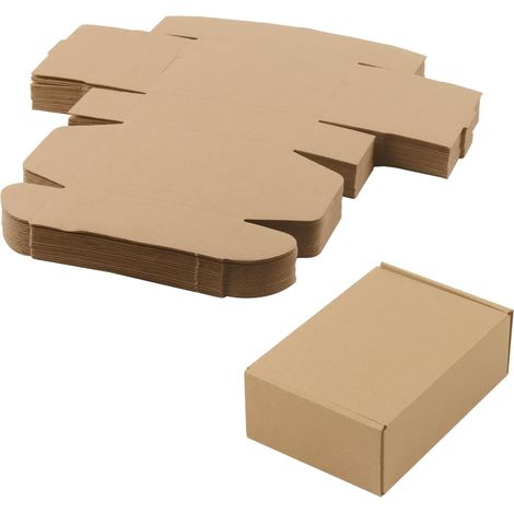 Pack of 20 Brown Corrugated Cardboard Shipping Boxes 15 x 10 x 5 cm, Cardboard Packaging Parcel (1/5)