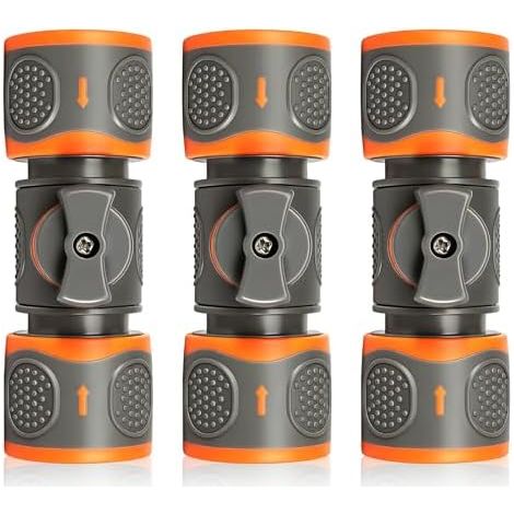 3 PCS Raccords de Tuyau d'arrosage avec Valve Réglage, Connecteurs à Double Connexion Rapide, Raccord Gardena pour Un Arrosage et Nettoyage Efficaces - (1/5)