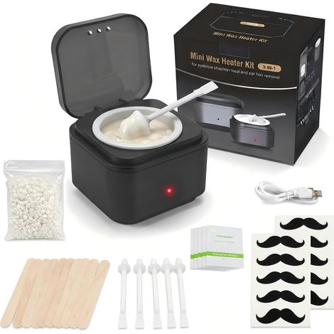 Kit Epilation Cire Nez, Appareil Cire Epilation Nez pour Hommes et Femmes Chauffe Cire Mini avec 50g Cire, Chauffe USB (1/5)
