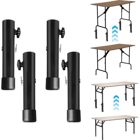 Ensemble de 4 pieds de table réglables en métal, rallonges pour pieds de table pliés ou droits de 20 cm avec accessoires de montage, pieds de meubles en métal pour meubles, tables et chaises (1/5)
