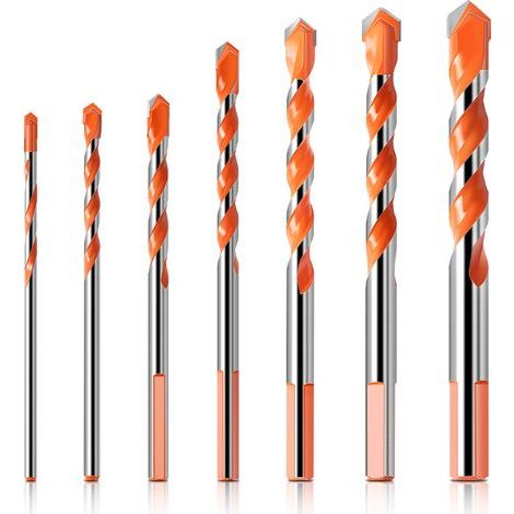 7 Pièces Foret Diamant Carrelage Ø 3-12 mm Forets Hélicoïdaux en Foret à Verre Mèche à Carrelage avec Tige Hexagonale pour Verre,Métal,Briquep (1/5)