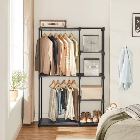 Songmics – Penderie pliable en métal 112 x 43 x 165 cm – Barres de suspension robustes jusqu'à 20 kg – Organisateur pour chambre – RYG024G02
