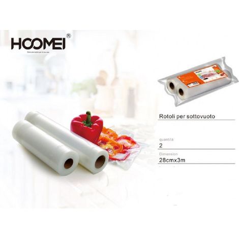 TrAdE Shop Traesio - 2 Rotoli Per Sottovuoto 28x300cm Alimenti Sacchetti Conservazione Frutta Verdura -