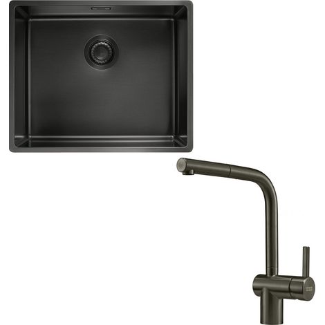 Pack cuve Mythos MasterPiece inox 540 x 450 x 200 mm + mitigeur Atlas Néo Anthracite douchette - Franke (1/5)