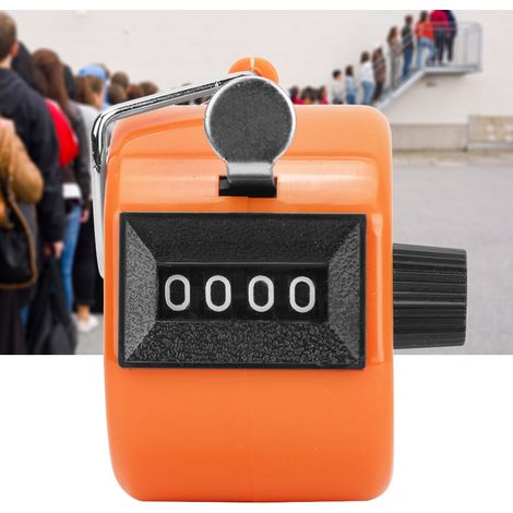 Calculatrice de poche BERM, 4 chiffres, avec bouton en plastique, fonction de remise à zéro et crochet, orange (1/5)