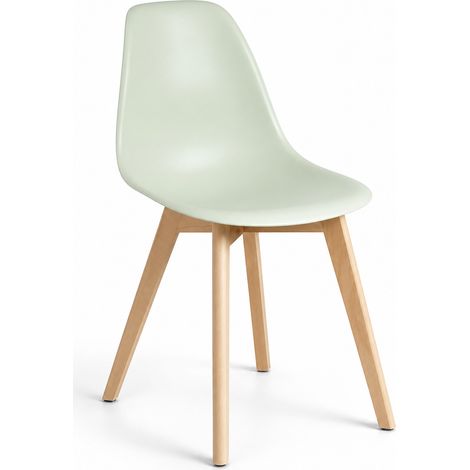 Orion91official ®   - ara chair celadon color polypropylene seat and beech legs (83x46x55 cm) scandinavian style, dining room, hospitality, office, living room, teleworking, kitchen - spaziorion91 (1/5)