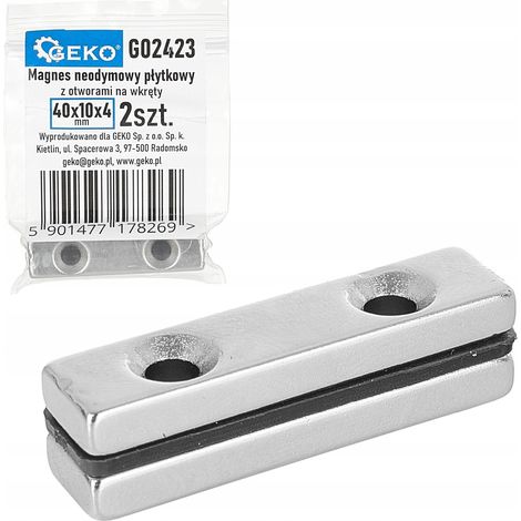 Aimant plaque néodyme geko g02423 trous de vis 40x10x5 mm 2 pcs (1/3)