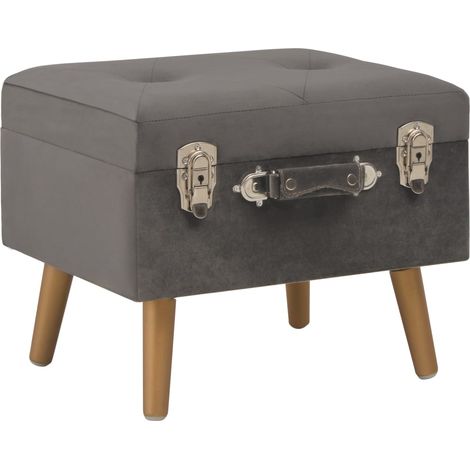 Hocker mit Stauraum 40 cm Grau Samt