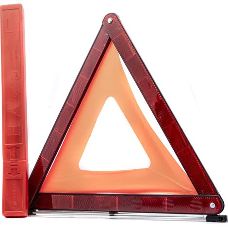 Triangle de signalisation homologué - pliable, réfléchissant, dans un étui pratique, certificat E4