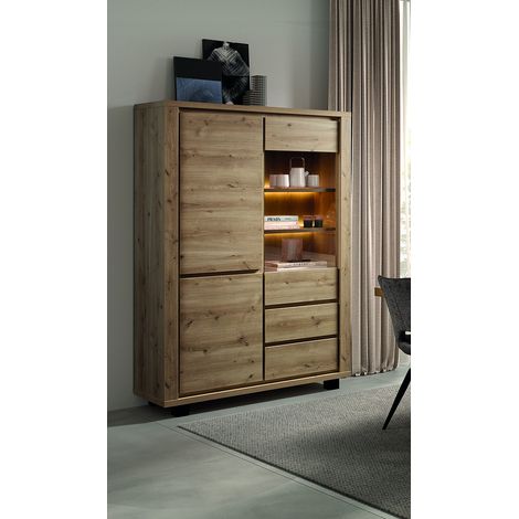 Vaisselier/argentier contemporain 128 cm chêne hudson Heria (1/5)