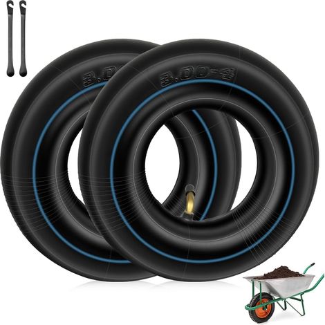 2PCS Chambre à air Remorque, 3.00-4 Pneu Brouette Tubes Intérieurs de Remplacement avec Valve Courbée Chambres à air de Roue Brouette pour Diable, Chariot à Main, Chariot de Jardin (1/5)