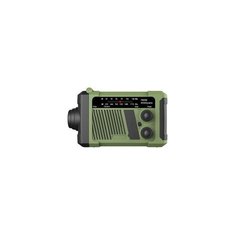 Radio d'urgence solaire à manivelle – Radio d'urgence – Outil d'extérieur – Plastique – Verte (1/5)