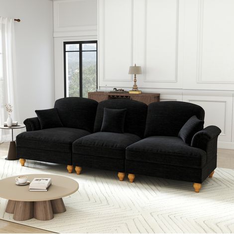 Sofá salón desmontable cómodo con faldón y patas negras OKMYHOME (1/5)