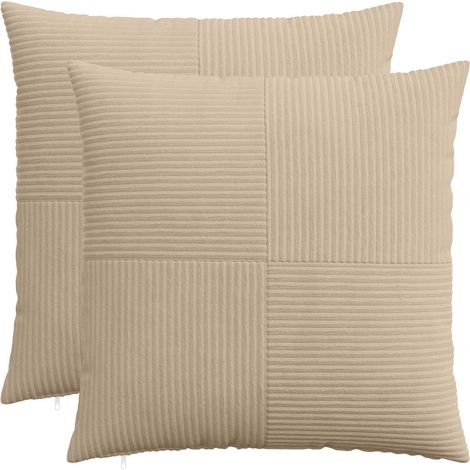 Housse de coussin 2 pcs ALMELO Taupe 65 x 65 cm velours côtelé vidaXL