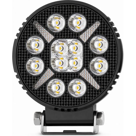 Phare de Travail LED Rond pour Voiture, Tout-Terrain et Chariot Élévateur, Faisceau Principal Blanc, Feu Diurne Ambre Séquentiel Clignotant (1/5)