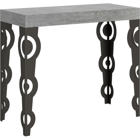 Console Extensible 90X40/196 Cm Karamay Petit Ciment Structure Anthracite (1/4)