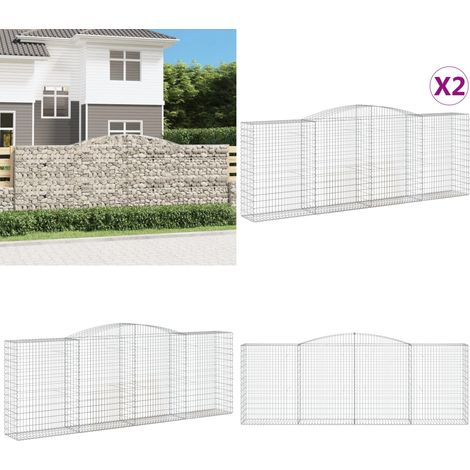 Gabionen mit Hochbogen 2 Stk. 400x50x140/160cm Verzinktes Eisen - Gabionen - Gartenzaun - Gartendeko - Eisenkonstruktion - Ziergarten - Home & Living (1/5)