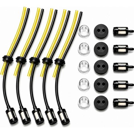 5 Kits Durite Essence Débroussailleuse Filtre Carburant Universel Kit entretien moteur, tuyau carburant flexible avec filtre et amorçage pour débroussailleuses tondeuses et coupe-herbes (1/5)