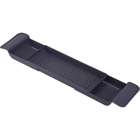 MINKUROW Carrito De Plástico Para Bañera, Carrito De Bañera Extensible Con Orificio De Drenaje Sobre La Bañera, Estante De Servicio De Baño Para El Baño Del Hogar Negro (1/4)