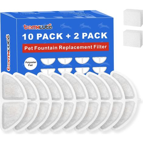 Filtre pour P9 TOMXCUTE Fontaine Chat à Piles, 10 Filtres De Rechange Et 2 Éponges Pré-Filtrantes (1/5)
