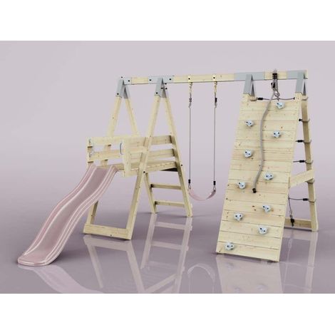 PolarPlay Klettergerüst Pinguin aus Holz in Rosa