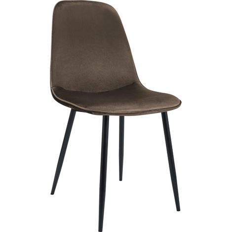 Sedia da cucina/sala da pranzo dal design moderno x1 in velluto marrone con struttura in metallo nero 100007213