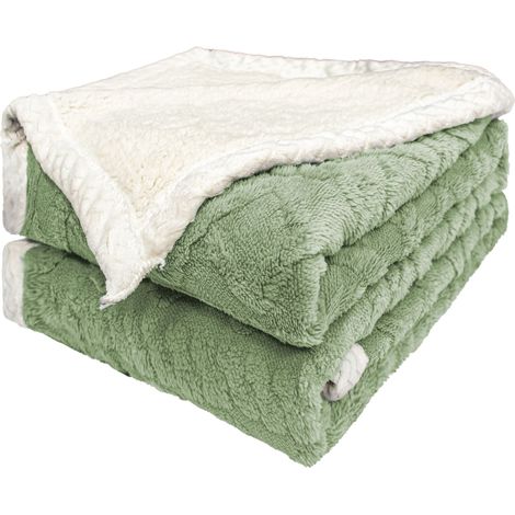 Manta Borreguillo Jacquard para Sofá Cama 130x160cm, 160x220cm y 220x240cm - Mantas Polar Reversible de Sherpa Gruesa, Calientes Super Suaves y Cómodas (1/5)