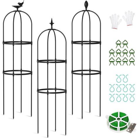 Garden Obelisk 3 Pack 120cm Garden Obelisk for Climbing Plants, Metal Garden Trellis for Public Places and Private Yards (1/5)