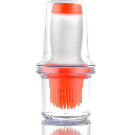 Flacon à pinceau à huile en silicone souple avec réservoir, flacon à pinceau à huile haute température pour la cuisson au four, au barbecue et au gril. (1/2)