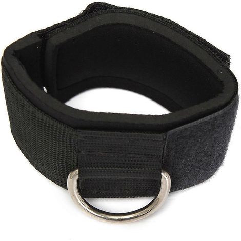 Sangle de cheville avec anneau en D, fixation multi-casque pour musculation, poulie cuisse-jambe noire (1/5)