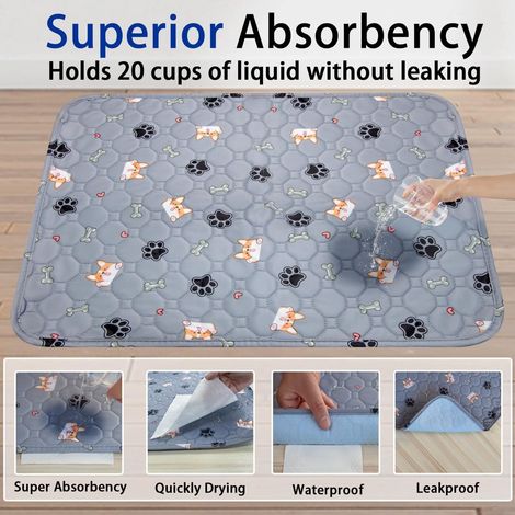 Tapis de Propreté Lavable pour Chien et Chiot - Lot de 2 Alalzes Réutilisables et Absorbantes 45x60 cm pour Éducation, Cage et Protection Coffre Voiture ou Canapé