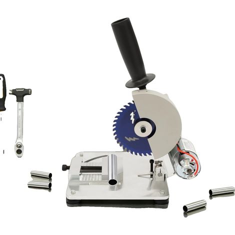 Sierra de mesa, potencia de 96 W, velocidad de 9000 rpm, ángulo ajustable de 0 a 45°, ancho de corte de 4 cm, profundidad de corte de 2,9 cm. (1/5)