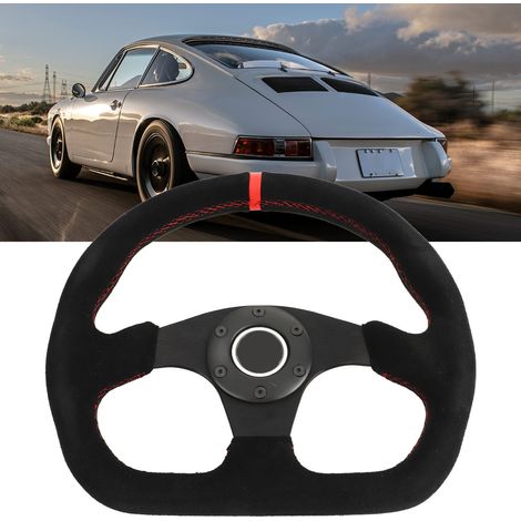 Modifications du véhicule : volant sport en forme de D, volant en daim avec surpiqûres intérieures rouges et cadre noir, Sparco. (1/5)