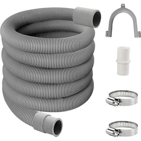 Tuyau de Vidange,Kit de Rallonge Machine a Laver,Uyau D'évacuation Lave Linge,Flexible D'évacuation Universel,Tuyau D'évacuation D'eau,Tuyau de Machine à Laver(3m) (1/4)